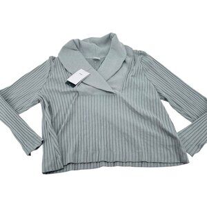 Nike Yoga Womens Plus Size Training Top 1X Shawl Collar Gray Ribbed Stretch